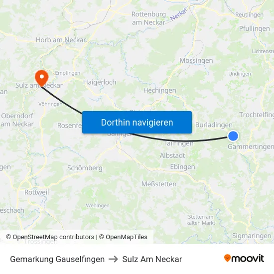 Gemarkung Gauselfingen to Sulz Am Neckar map