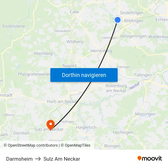 Darmsheim to Sulz Am Neckar map
