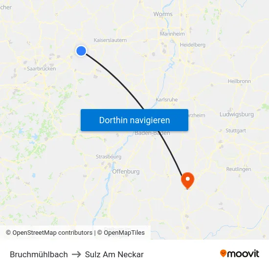 Bruchmühlbach to Sulz Am Neckar map