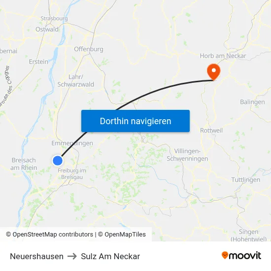 Neuershausen to Sulz Am Neckar map