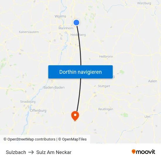 Sulzbach to Sulz Am Neckar map