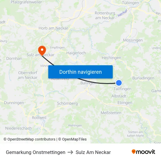 Gemarkung Onstmettingen to Sulz Am Neckar map