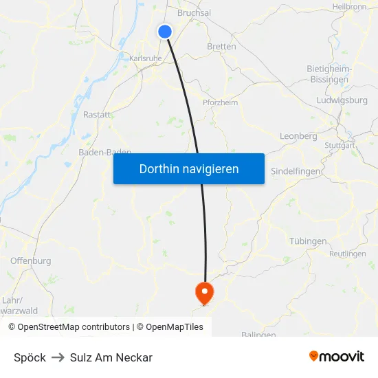 Spöck to Sulz Am Neckar map
