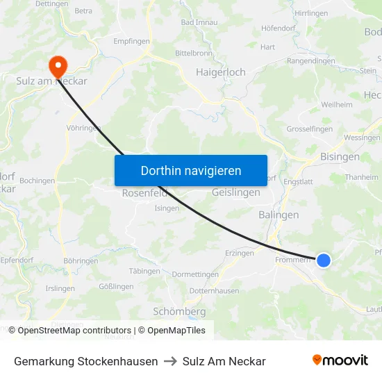 Gemarkung Stockenhausen to Sulz Am Neckar map