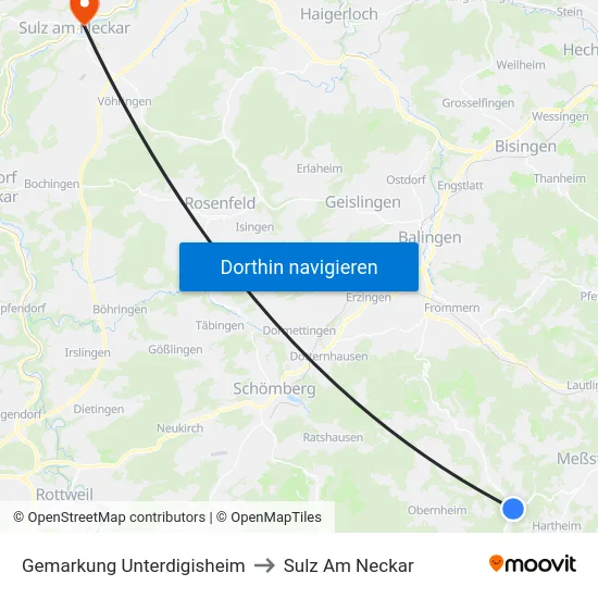 Gemarkung Unterdigisheim to Sulz Am Neckar map