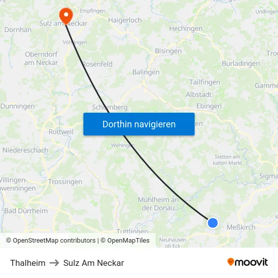 Thalheim to Sulz Am Neckar map