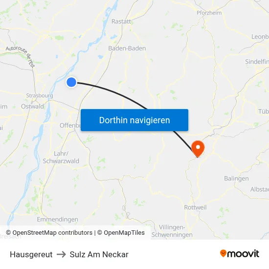 Hausgereut to Sulz Am Neckar map