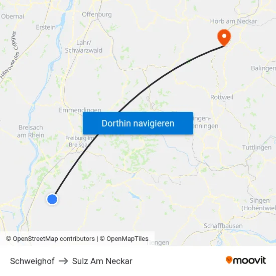 Schweighof to Sulz Am Neckar map