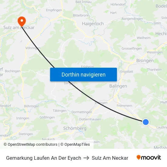 Gemarkung Laufen An Der Eyach to Sulz Am Neckar map