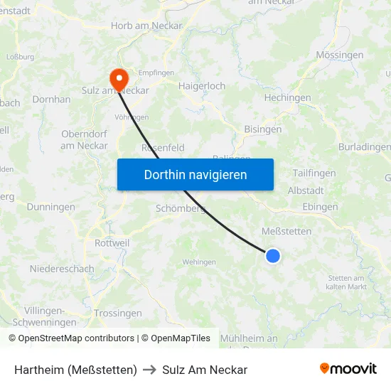 Hartheim (Meßstetten) to Sulz Am Neckar map