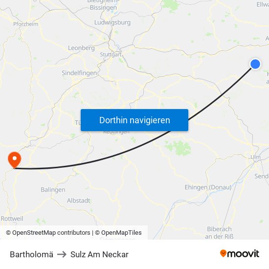 Bartholomä to Sulz Am Neckar map