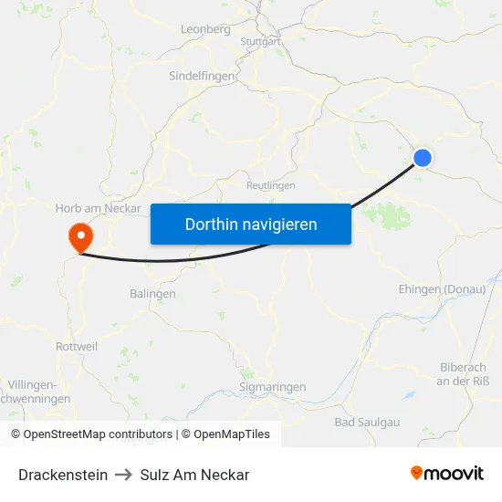 Drackenstein to Sulz Am Neckar map