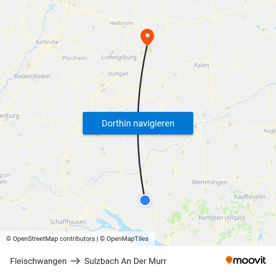 Fleischwangen to Sulzbach An Der Murr map