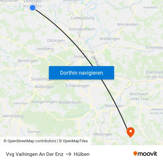 Vvg Vaihingen An Der Enz to Hülben map