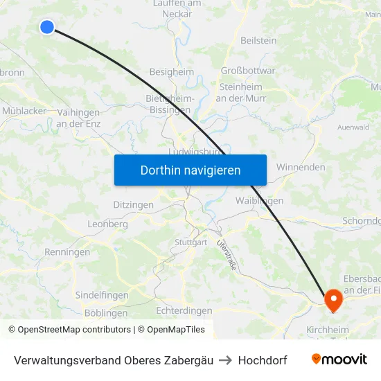 Verwaltungsverband Oberes Zabergäu to Hochdorf map