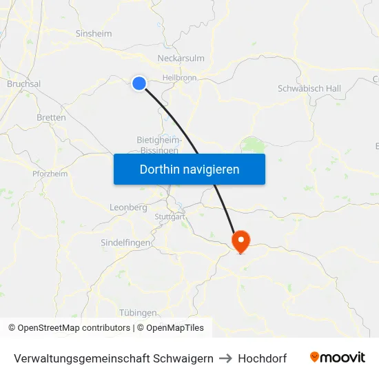 Verwaltungsgemeinschaft Schwaigern to Hochdorf map
