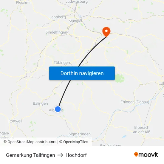 Gemarkung Tailfingen to Hochdorf map