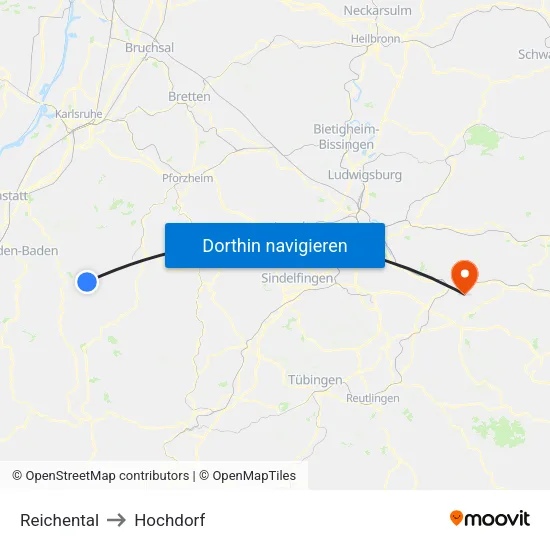Reichental to Hochdorf map