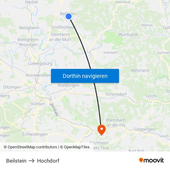 Beilstein to Hochdorf map