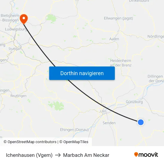 Ichenhausen (Vgem) to Marbach Am Neckar map