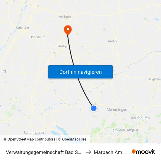 Verwaltungsgemeinschaft Bad Schussenried to Marbach Am Neckar map