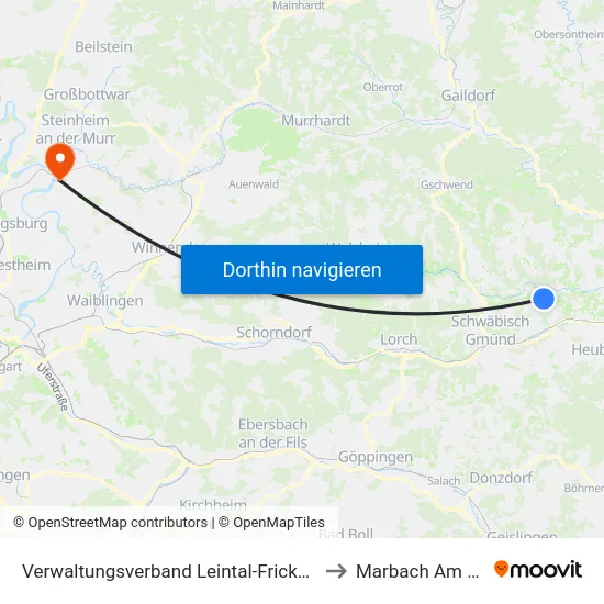 Verwaltungsverband Leintal-Frickenhofer Höhe to Marbach Am Neckar map