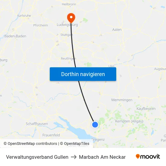 Verwaltungsverband Gullen to Marbach Am Neckar map