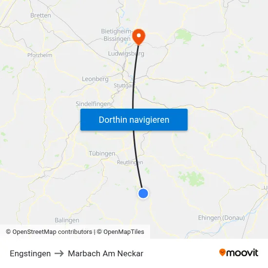 Engstingen to Marbach Am Neckar map