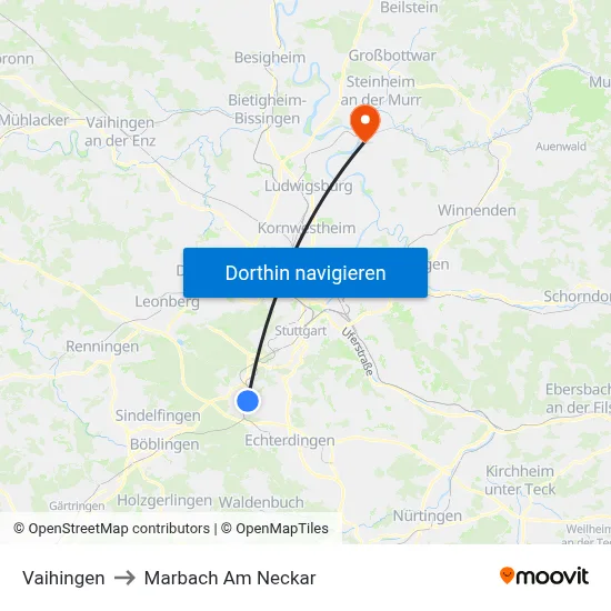 Vaihingen to Marbach Am Neckar map