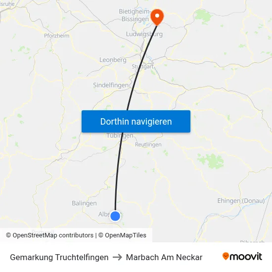 Gemarkung Truchtelfingen to Marbach Am Neckar map