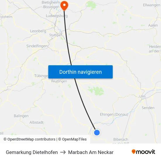 Gemarkung Dietelhofen to Marbach Am Neckar map