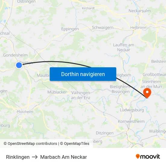 Rinklingen to Marbach Am Neckar map