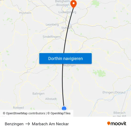 Benzingen to Marbach Am Neckar map