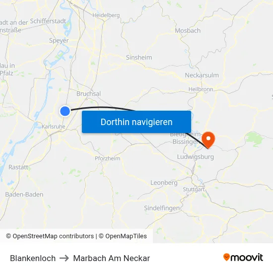 Blankenloch to Marbach Am Neckar map