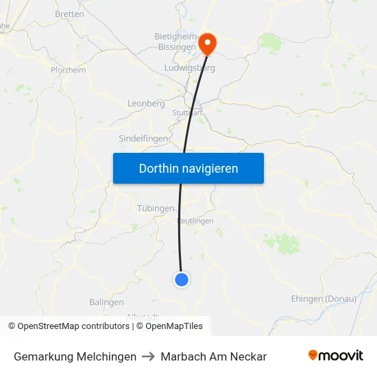 Gemarkung Melchingen to Marbach Am Neckar map
