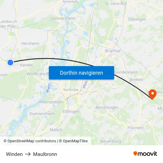 Winden to Maulbronn map
