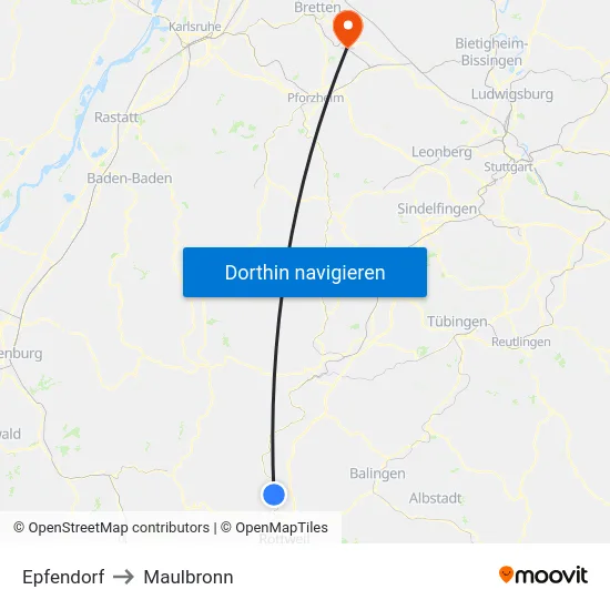 Epfendorf to Maulbronn map
