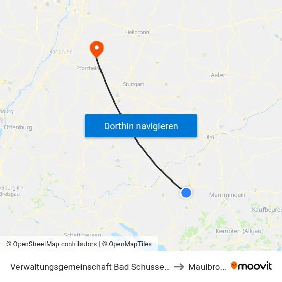 Verwaltungsgemeinschaft Bad Schussenried to Maulbronn map