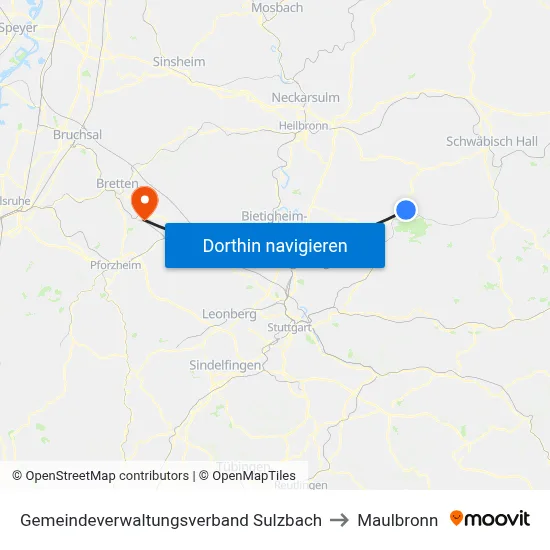 Gemeindeverwaltungsverband Sulzbach to Maulbronn map