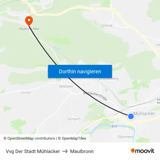 Vvg Der Stadt Mühlacker to Maulbronn map