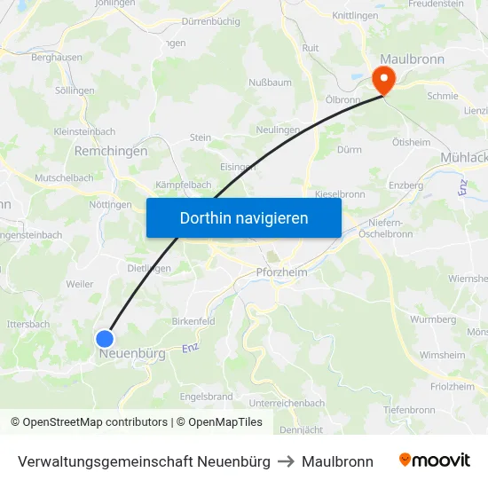 Verwaltungsgemeinschaft Neuenbürg to Maulbronn map