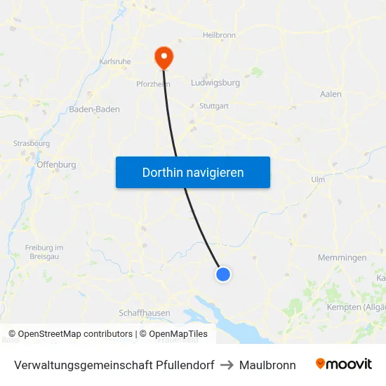 Verwaltungsgemeinschaft Pfullendorf to Maulbronn map