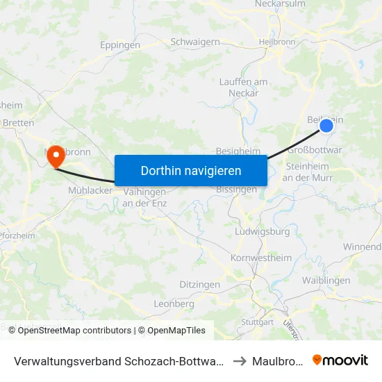Verwaltungsverband Schozach-Bottwartal to Maulbronn map