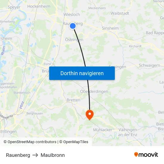Rauenberg to Maulbronn map
