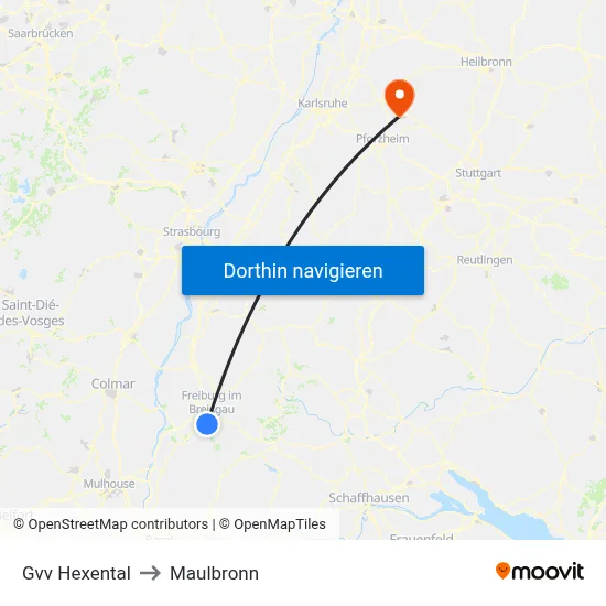 Gvv Hexental to Maulbronn map