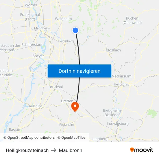 Heiligkreuzsteinach to Maulbronn map