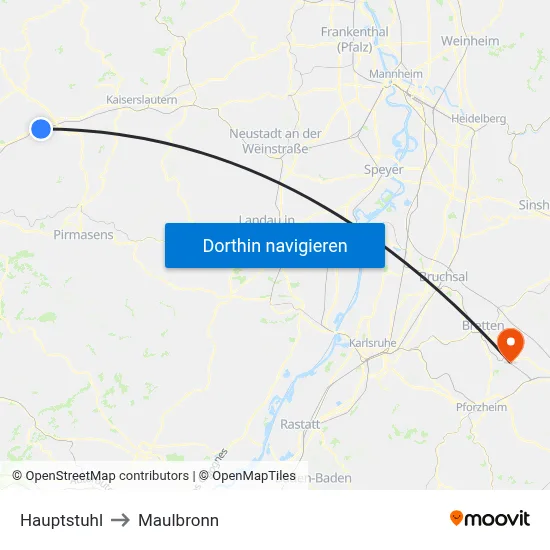 Hauptstuhl to Maulbronn map