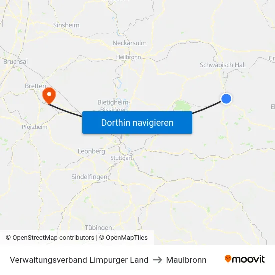 Verwaltungsverband Limpurger Land to Maulbronn map