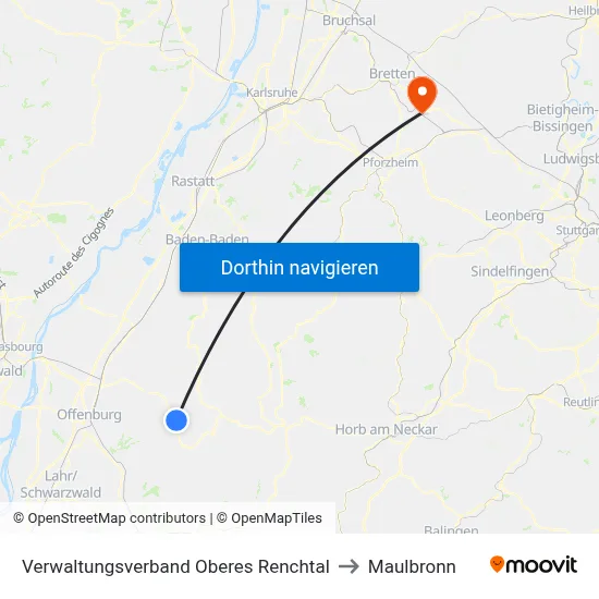 Verwaltungsverband Oberes Renchtal to Maulbronn map