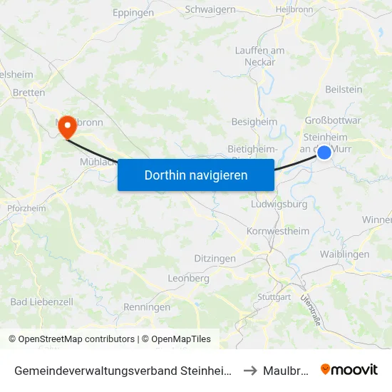 Gemeindeverwaltungsverband Steinheim-Murr to Maulbronn map